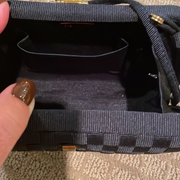 Talbots Navy Blue Woven Shoulder Bag - Picture 4 of 5